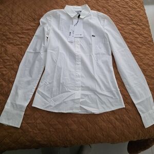 Lacoste Women Slim Fit White Button-Up Shirt
